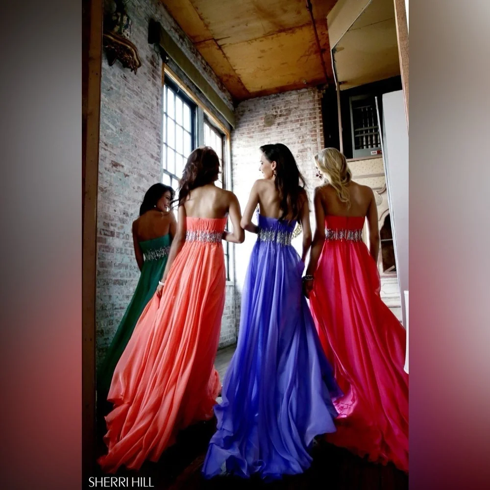 Sherri Hill 3909 Barbie Pink Strapless Long Formal Dress Prom Pageant Sz 2 - Picture 4 of 13